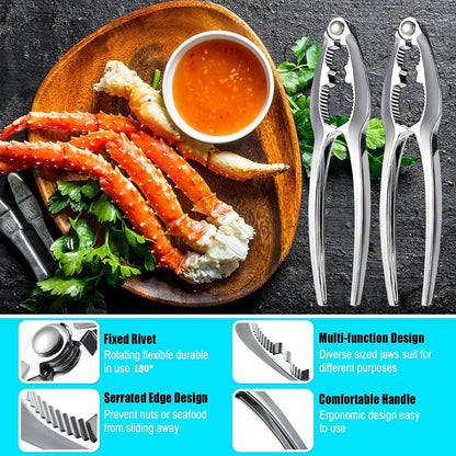 12 Pcs Crab Crackers and Tools Set Heavy Duty Seafood Tools Set Crab Leg Crackers Lobster Nut Crackers Opener Home Kitchen Parties Tools for Crableg and Lobster Lovers Gift