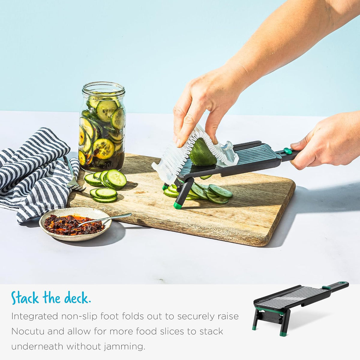 Dreamfarm Nocutu Adjustable Handheld Mandoline Slicer with Finger Guard