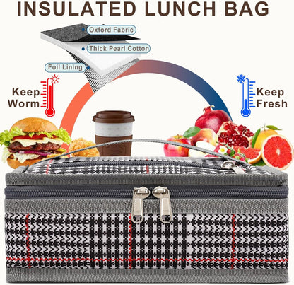 FlowFly Small Insulated Lunch box Portable Soft Bag Mini Cooler Thermal Meal Tote Kit with Handle for Work & School, Black