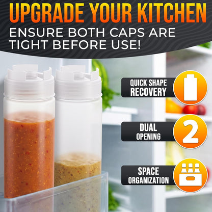 3 Pcs Condiment Squeeze Bottles, Flexible, Self-Closing (Clear)