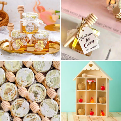 Honey Dipper Sticks- Wooden Honey Dipper 3 Inch Mini Honeycomb Stick for Christmas Halloween Party Favors
