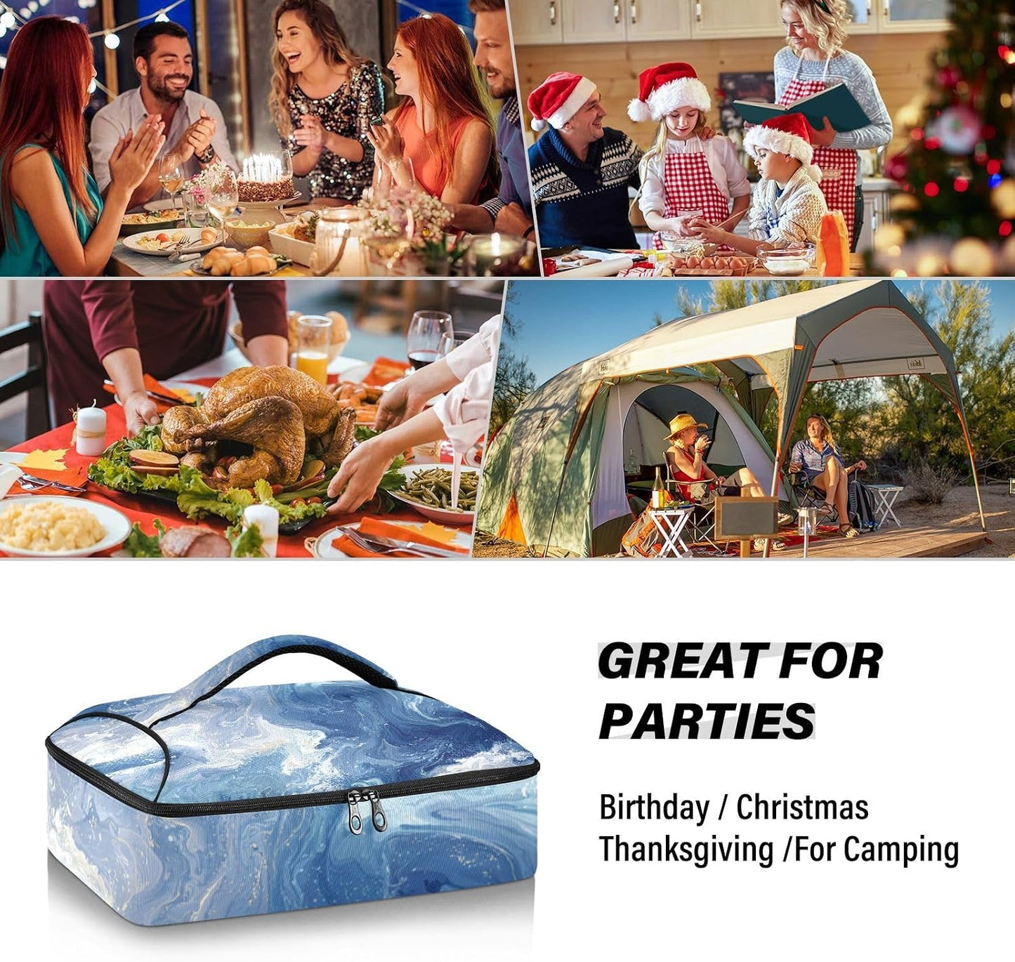 Casserole Carriers for Hot or Cold Food Reusable Casserole Dish Carrier Insulated Thermal Large Capacity Durable Perfect for Party Camping Family Gatherings Yellow Fish - Colors A