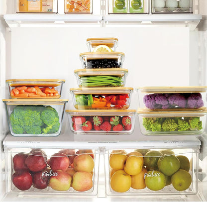 Urban Green Glass Food Container with Bamboo Lid, Airtight food storage Containers set, Glass Meal Prep Containers Set of 5, Dishwasher & Oven Safe