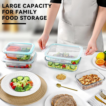 GEHE 4 Pack Large Glass Storage Containers with Airtight Lids, 78/52/36/22oz Glass Meal Prep Food Storage Containers for Baking, Storing, Leakproof, BPA Free, Microwave/Freezer/Dishwasher Safe