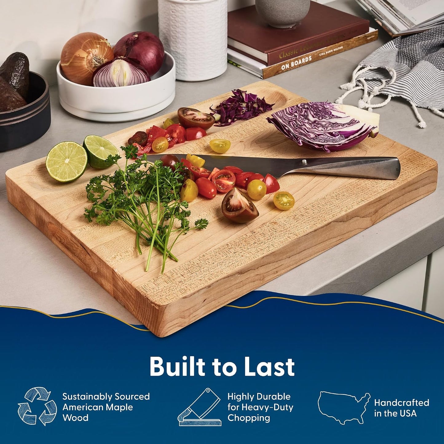 Sonder Los Angeles Doheny Wood Cutting Board Set | Acacia Edge Grain Cutting Board for Kitchen with Juice Groove | Perfect for Compact Daily Use | Gift Box Included | 14x10x1 in & 12x8x1 in