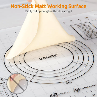 U-Taste Silicone Pastry Mat, Dough Rolling Baking Sheet, 28x20"/Transparent