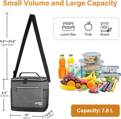 Tirrinia Insulated Lunch Box for Men/Women, Leakproof Lunch Bag for School Work, Large Lunch Tote Kids Boys Girls Student Back to School, Soft Cooler Office Picnic Beach Camping for Adults, Charcoal