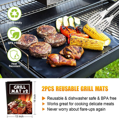 Cifaisi BBQ Grill Accessories Set, 38Pcs Stainless Steel Grill Tools Grilling Accessories with Aluminum Case, Thermometer, Grill Mats for Camping/Backyard Barbecue, Grill Set for Men Women