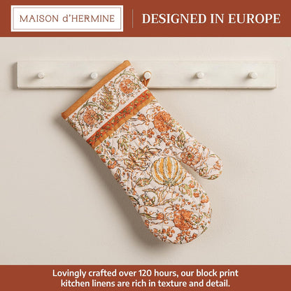 Maison d' Hermine 100% Cotton Oven Mitt & Pot Holder Set (7.5"x13" & 8"x8") - Colors C