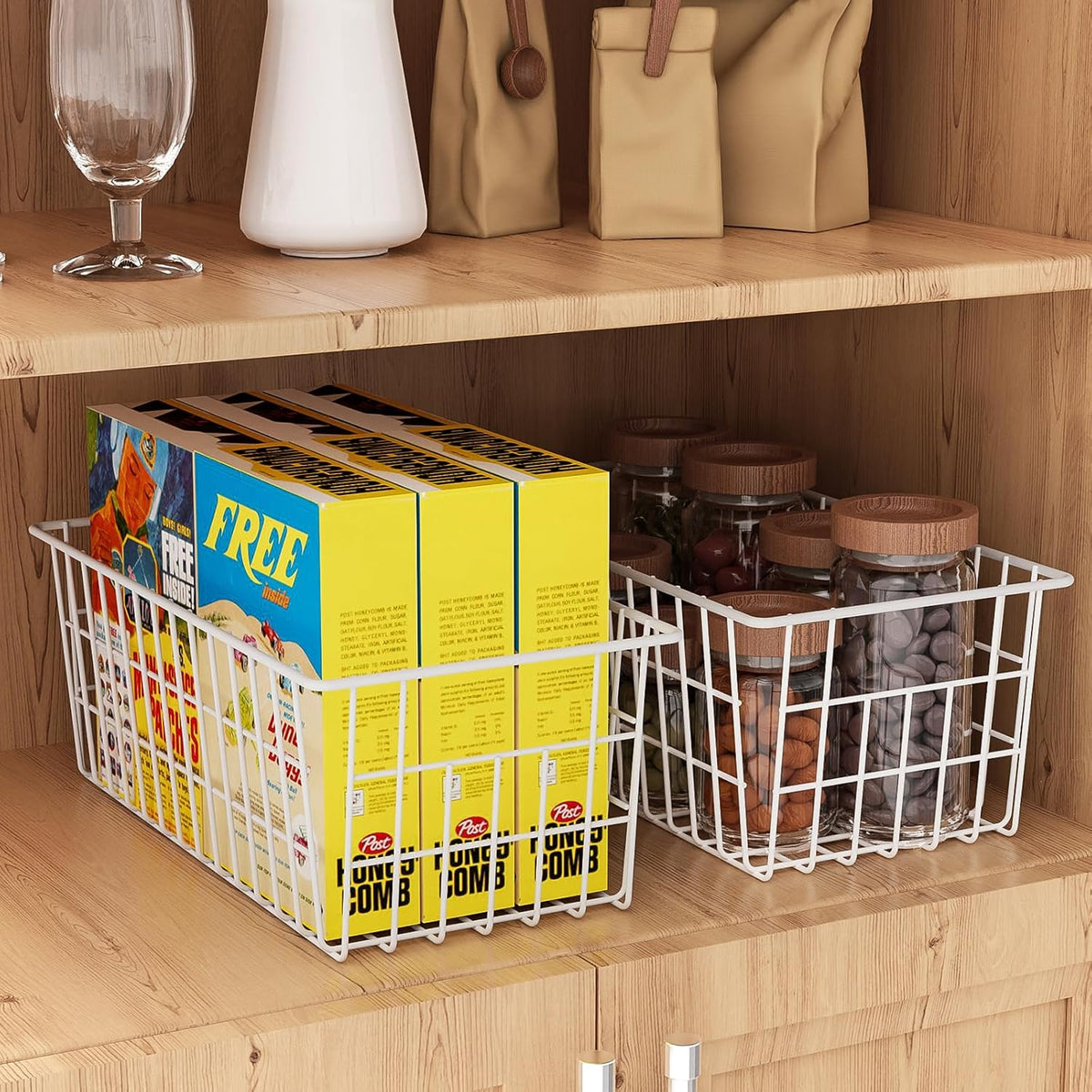 Orgneas Freezer Organizer Bins, Freezer Baskets for Chest Freezer and Upright Freezer Refrigerator Dividers Frozen Meats Storage Containers Organizer for Fruits and Vegetables, 5 Packs