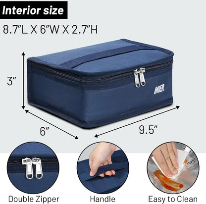 MIER Small Lunch Bag for Kids & Adults Compact Insulated Lunch Box Portable Thermal Mini Cooler for Work School Travel, Bluesteel