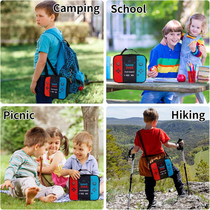 Game Console Insulated Lunch Bag lonchera for Teen Boy Kid Gamer Lunch Box Bento Reusable Large Capacity Portable Waterproof Leakproof with name tag to School Office Picnic (1PCS Lunch Bag)
