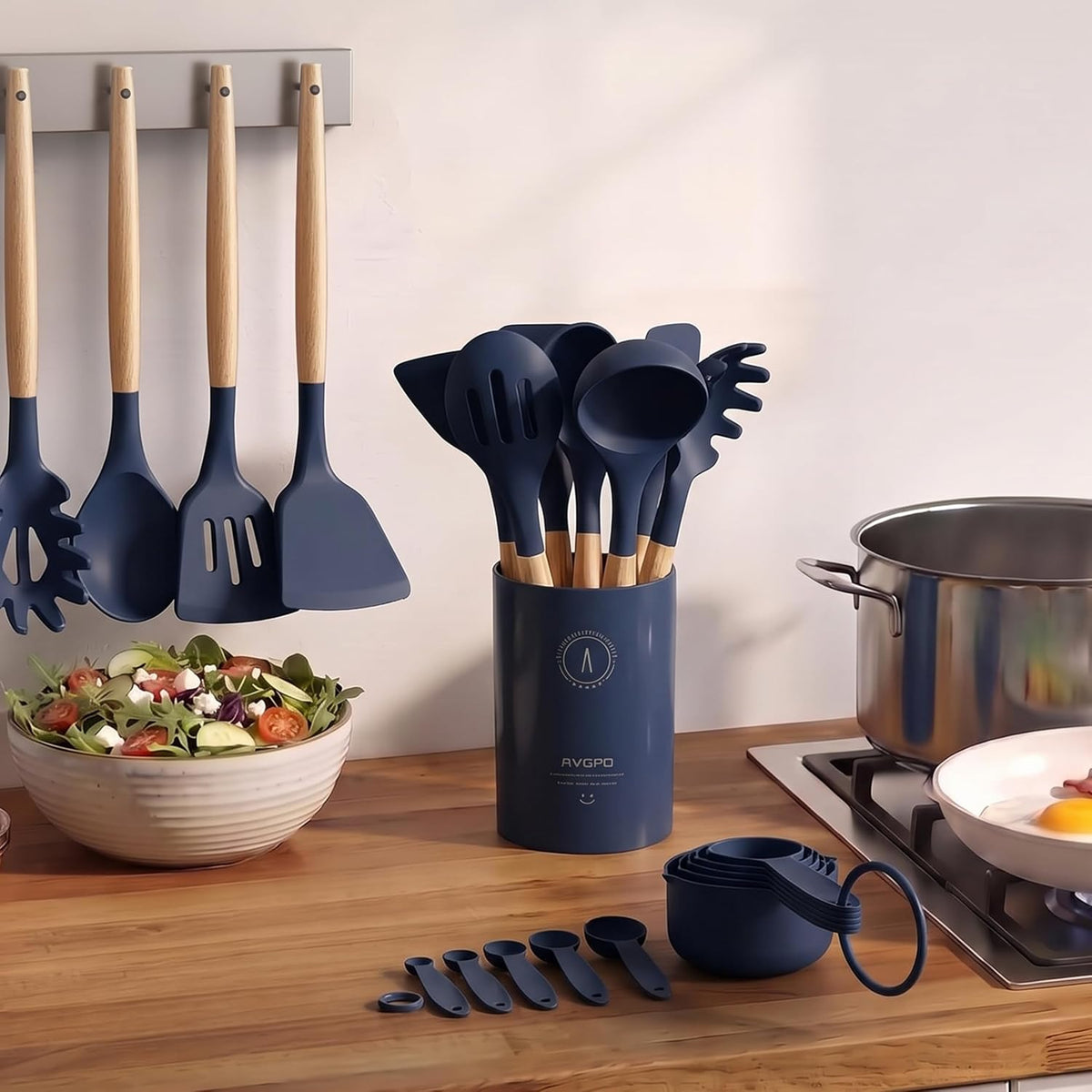 Silicone Kitchen Utensils Set, Heat-Resistant Cooking Utensils, BPA-Free