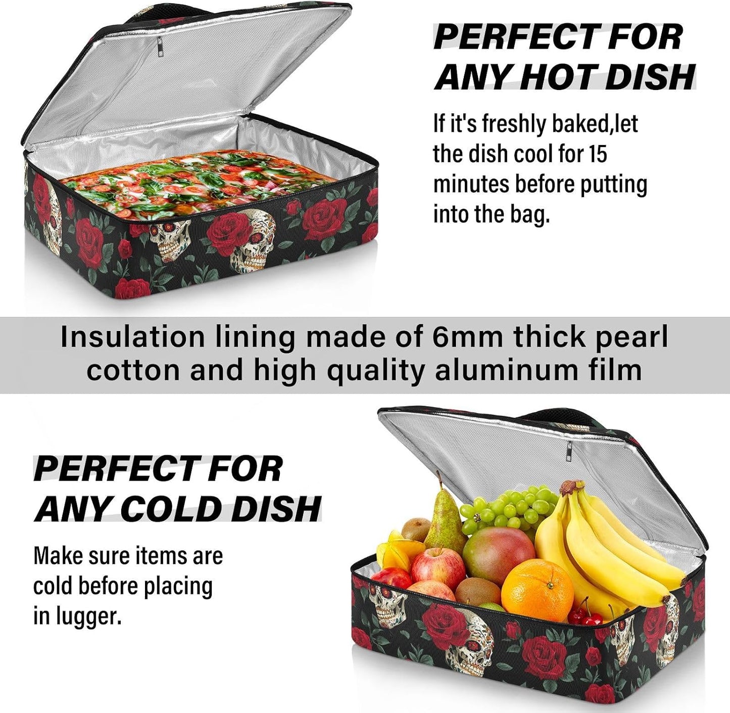 Casserole Carriers for Hot or Cold Food Reusable Casserole Dish Carrier Insulated Thermal Large Capacity Durable Perfect for Party Camping Family Gatherings Yellow Fish - Colors A