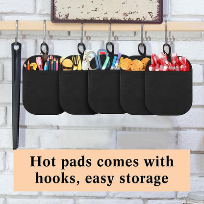Hoolerry 7''x 9'' Sublimation Pot Holders with Pocket, Black