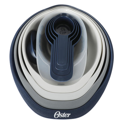 Oster Bluemarine 3 Piece PP Stackable Space-Saving Colander and Mixing Bowl Set