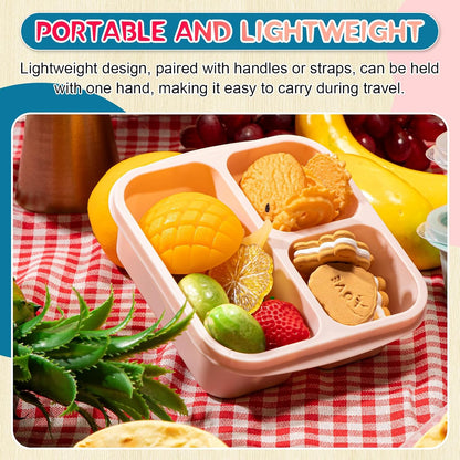 Honeydak 5 Pack Snack Containers 3 Compartment Bento Snack Boxes Divided Meal Prep Containers with Lids Reusable Adults Lunch Food Storage Box for School Work Travel(Elderberry)
