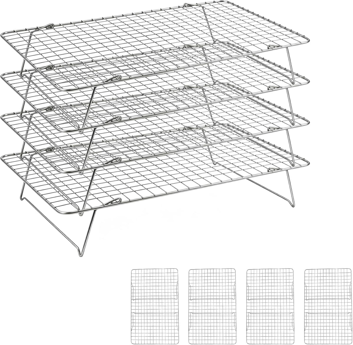 Cooling Rack 16"x10", 3-Tier Stackable & Collapsible Cooling Racks