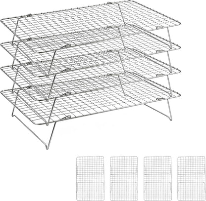 Cooling Rack 16"x10", 3-Tier Stackable & Collapsible Cooling Racks