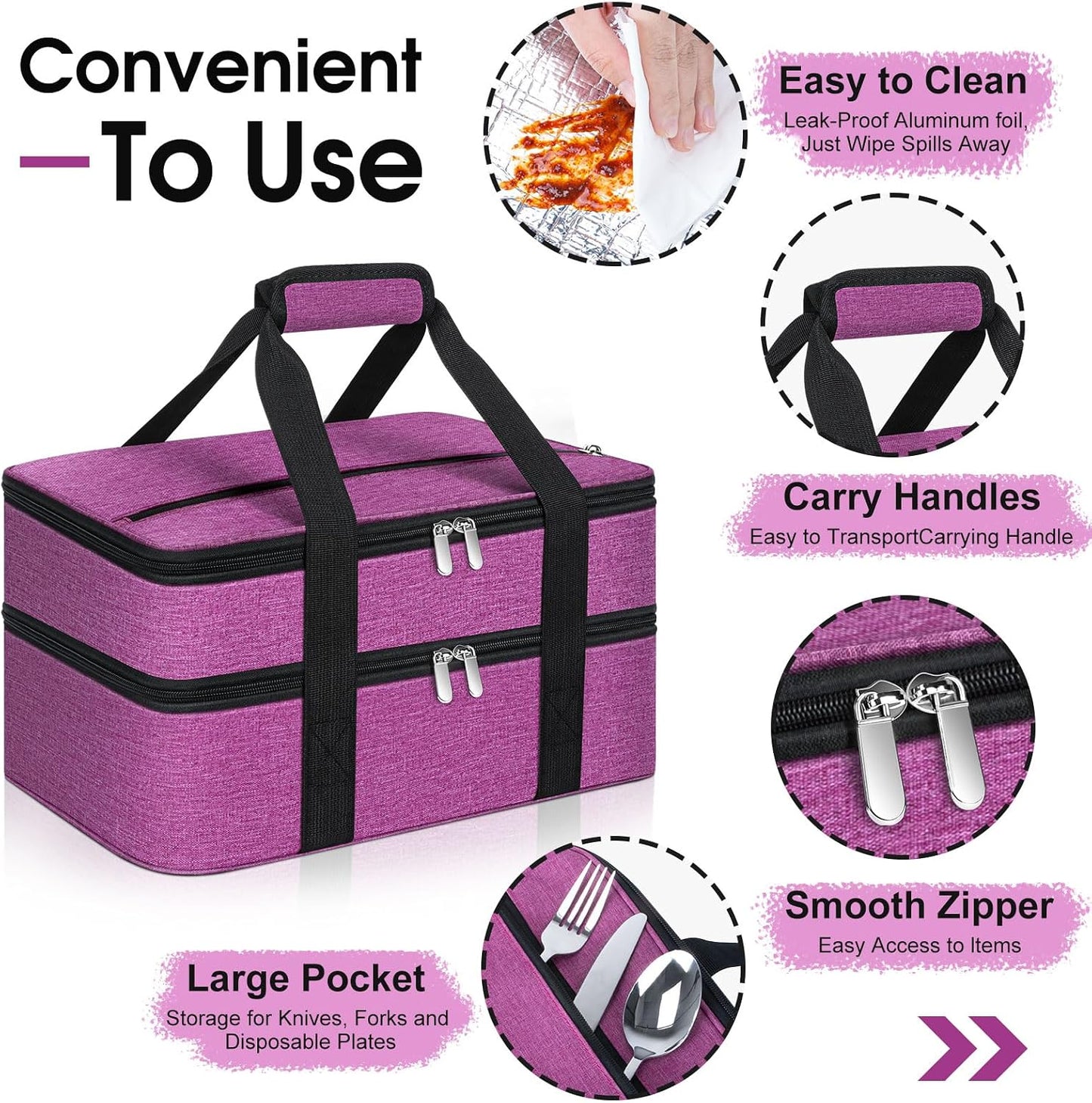 Insulated Casserole Carrier, Portable Casserole Carrier for Hot or Cold Food Lunch Tote Warmer or Cooler Bag, Lasagna Lunch Bag for Potluck Parties- Fits 9" x 13" Baking Dish-Charcoal Grey