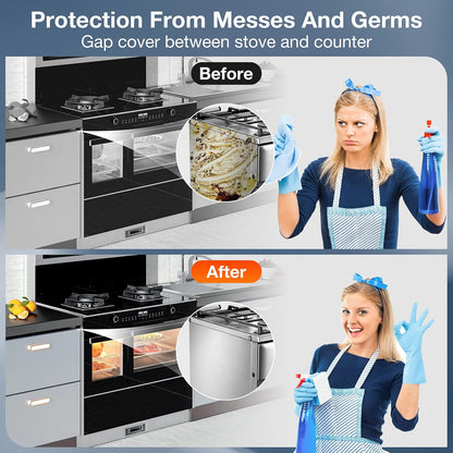 2PCS Kitchen Stove Counter Gap Covers Stainless Steel (13.8"-27.5" Silver)