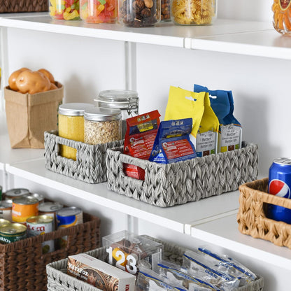 GRANNY SAYS Wicker Storage Baskets for Shelves, Water Hyacinth Basket with Scalloped Edge, Storage Wicker Baskets for Pantry, Large, 2-Pack
