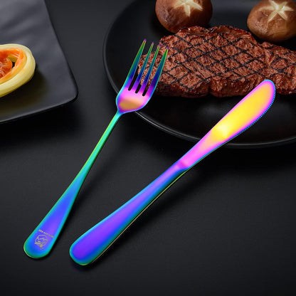 Boulder Bee | Travel Utensils Set | Reusable Camping Cutlery Set | Stainless Steel Flatware Set | Portable Silverware Set with Case | Includes Knife/Fork/Spoon/Straw/Cleaning Cloth/Case (Purple)