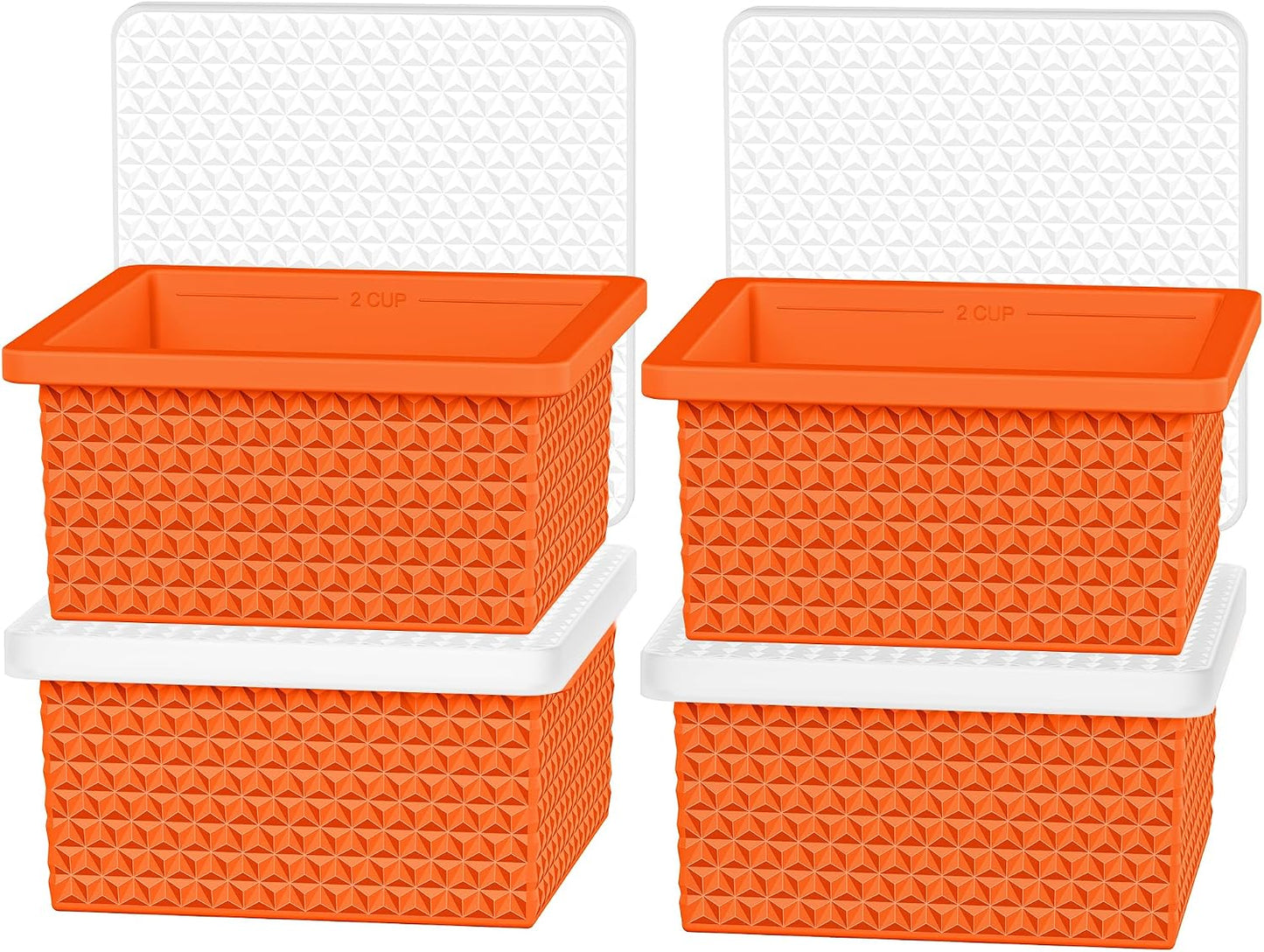 Silicone Freezer Molds for Soup Cube - 2-Cup Freezer Storage Container Tray with Lid,4 Pack Stackable Ice Cube Trays for Portion Control,Food Storage Meal Prep,Oven & Dishwasher Safe