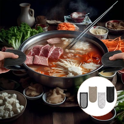 4 Pieces Hot Handle Covers Heat Resistant Pot Sleeve Grip Cotton Cast Iron Skillet Handle Covers Non-Slip Machine Washable Handle Mitts for Baking Cooking BBQ Kitchen Cookwares
