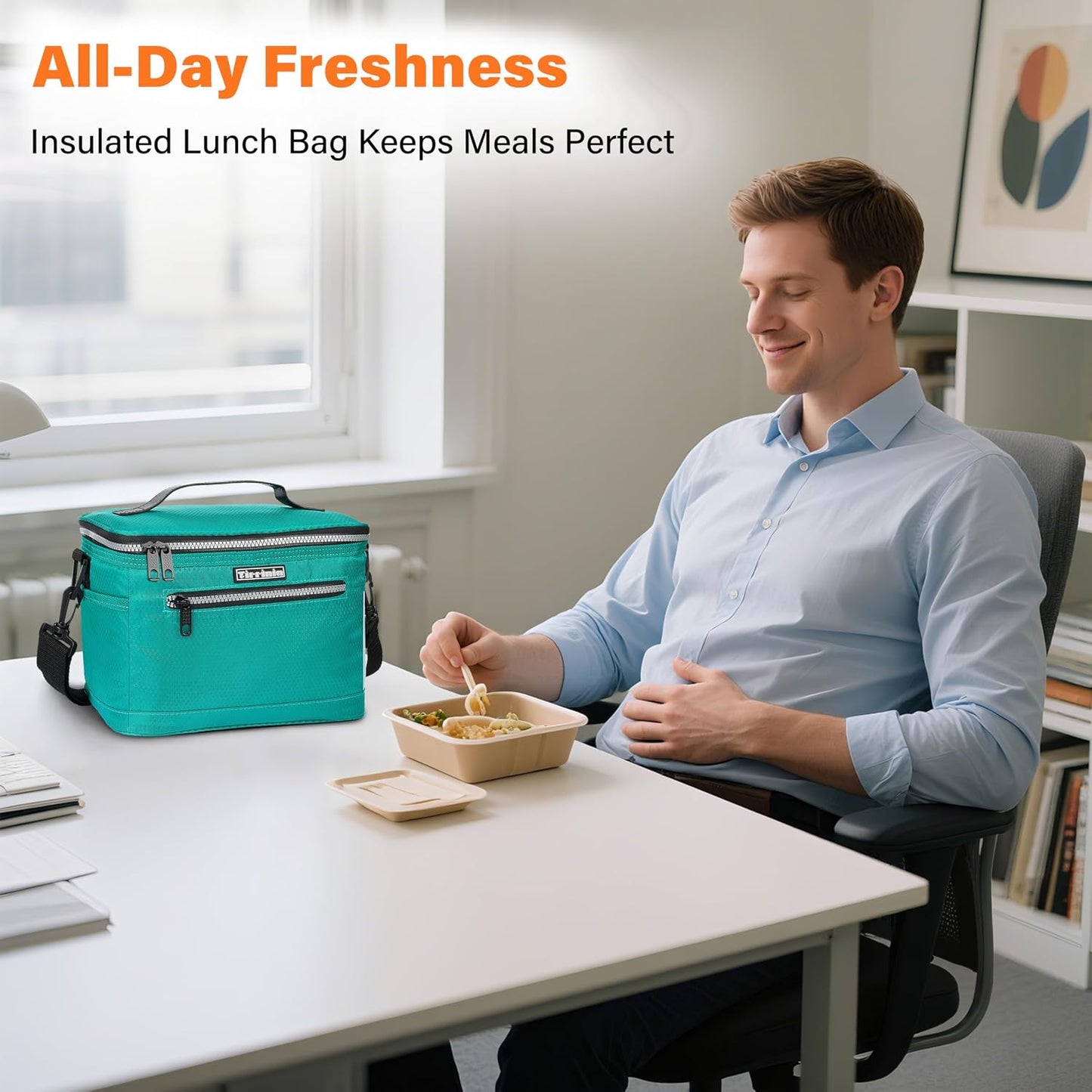 Tirrinia Insulated Lunch Box for Men/Women, Leakproof Lunch Bag for School Work, Large Lunch Tote Kids Boys Girls Student Back to School, Soft Cooler Office Picnic Beach Camping for Adults, Charcoal