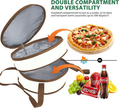 12" 2 Pack Pie Carrier with Lid and Insulated Food Carrying Case Bag, Reusable Food Storage Containers for Pies, Cheesecake, Pizza, Nuts Fruit