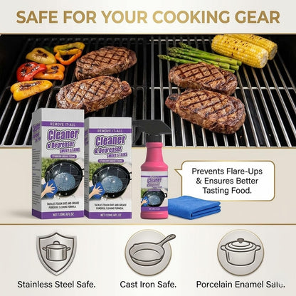 4Oz Grill Cleaner Spray - Fast-Acting Heavy-Duty BBQ Degreaser for Outdoor Grills, Smokers & Grates - Professional Grease Remover for Burnt Food (2pcs)