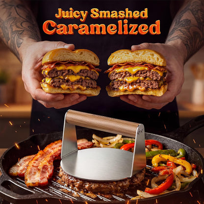 Smash Burger Press Stainless Steel, Grill Patty Bacon Press