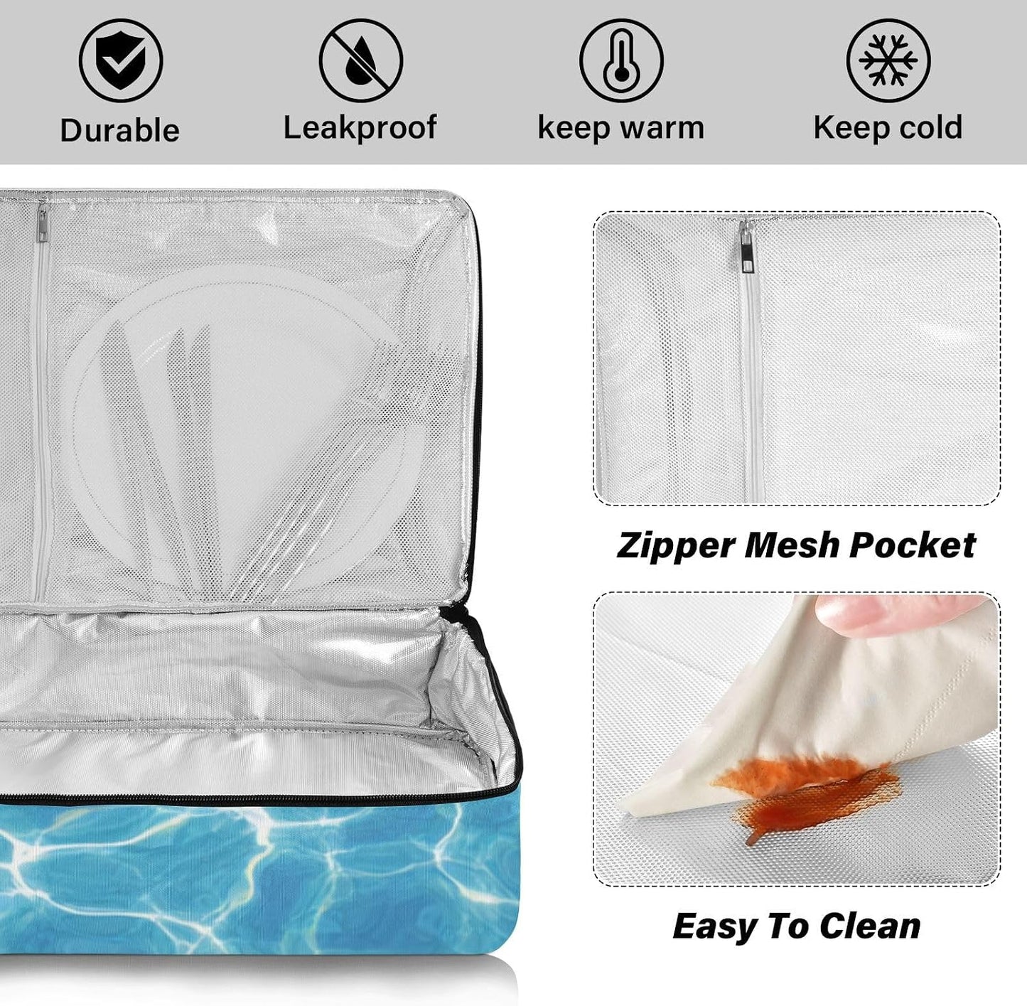 Casserole Carriers for Hot or Cold Food Reusable Casserole Dish Carrier Insulated Thermal Large Capacity Durable Perfect for Party Camping Family Gatherings Yellow Fish - Colors B
