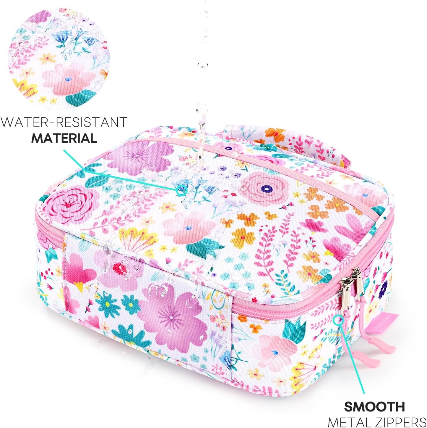 mibasies Kids Lunch Box for Girls Toddler, Insulated and Reusable Lunch Bag for School, Pink Rainbow