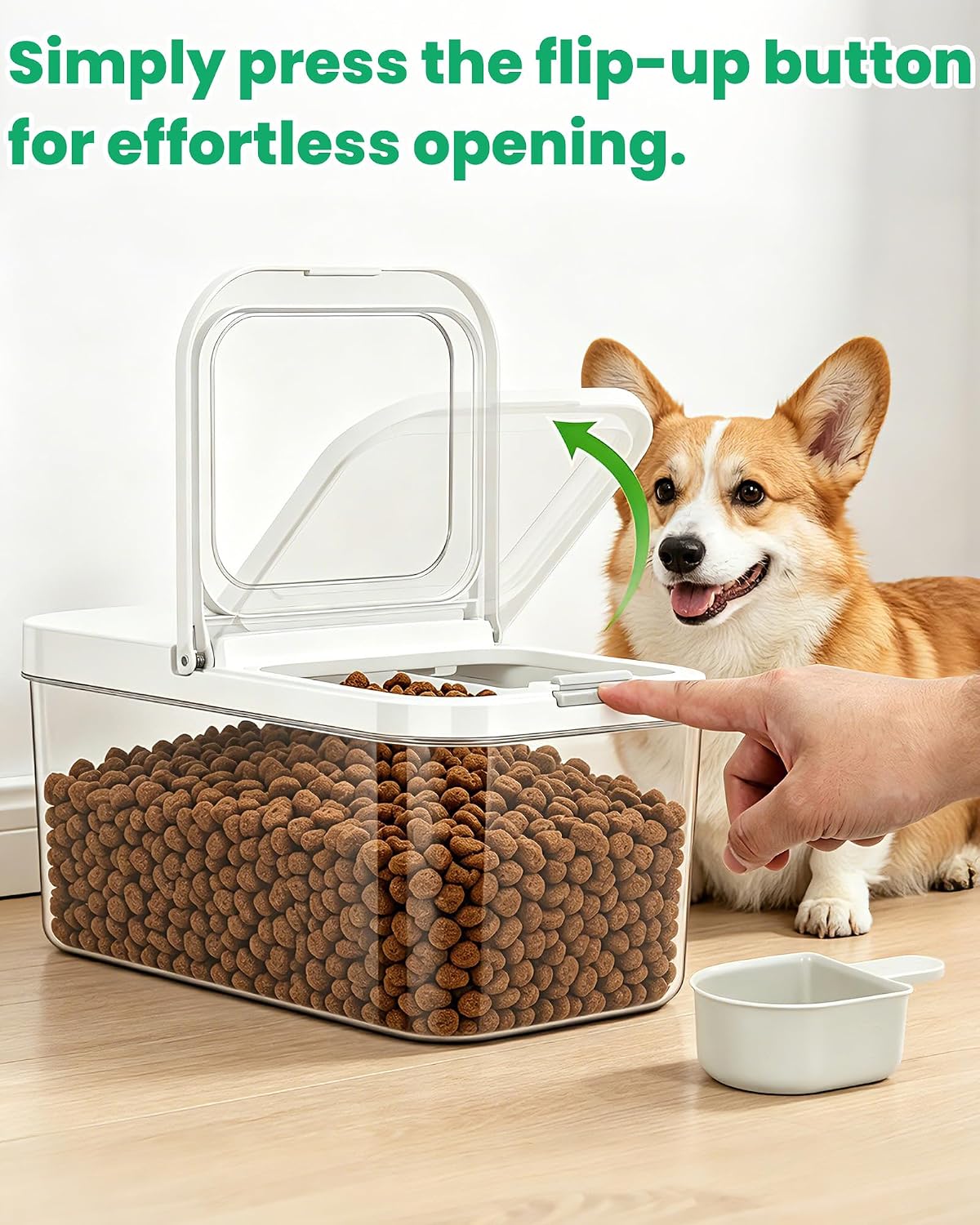TBMax Dog Cat Food Storage Container 12Lbs with Airtight Flip-up Lid, Large Pet Food Dog Treat Container with Scoop, Airtight Food Storage Bin for Kitchen Organization
