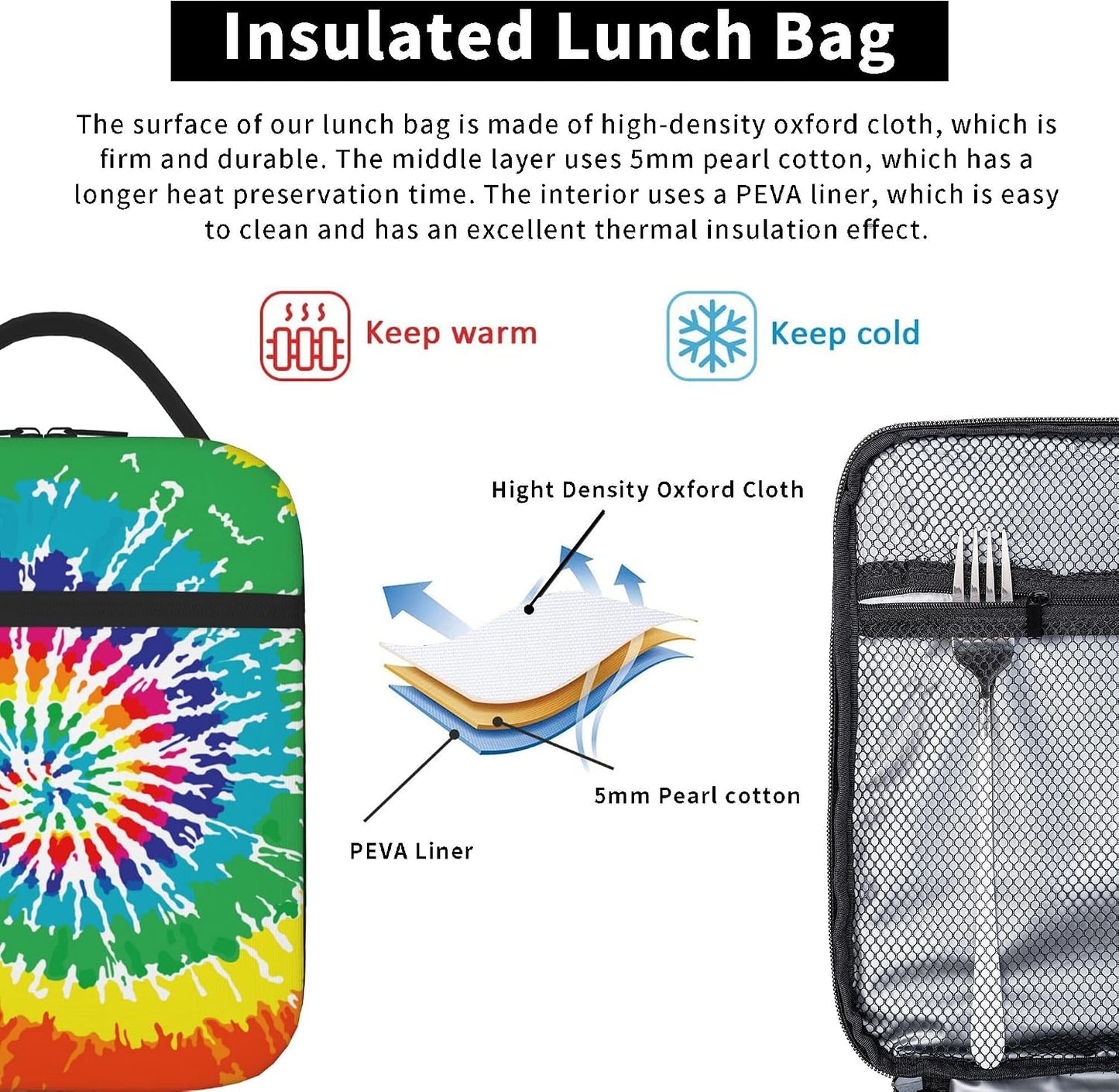 Dinosaur Volcano Insulated Lunch Bag for Women & Men, Reusable Leak-Proof Lunch Box with Cooler Compartment, Lunch Tote for Adults Work Travel Picnic Durable & Washable