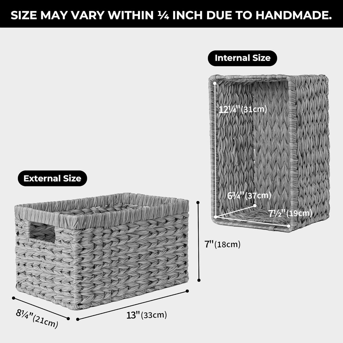 GRANNY SAYS Wicker Storage Baskets for Shelves, Water Hyacinth Basket with Scalloped Edge, Storage Wicker Baskets for Pantry, Large, 2-Pack