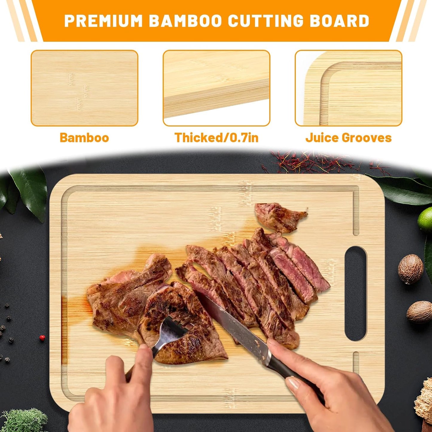 5pcs Grill Prep Trays Sets, Stainless Steel Grilling Prep and Serve Tray, Marinade Container with Lid, Thawing Board, Cutting Board, BBQ Grill Accessories, Grilling Gifts for Mens