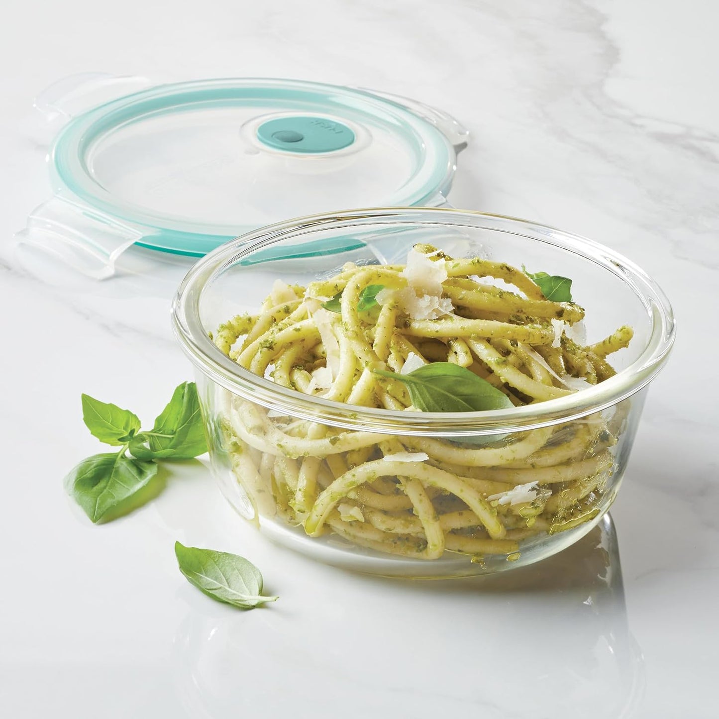 LOCK & LOCK Ovenglass Heat Resistant Glass Round Food Storage Container with Steam Vent, 32.12-oz / 4.02-cup