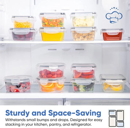 Chef's Path 28 Piece Airtight Food Storage Containers with Easy Snap Lids, 14 Containers and Lids, Stackable Kitchen and Pantry Canisters for Coffee, Meal Prep and Food Storage -Transparent