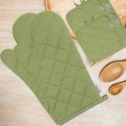 Oven Mitts and Pot Holders Sets,6 Pcs Oven Mitts and Potholders with Recycled Cotton High Heat Resistant Extra Thick Long Oven Mitts for Cooking(Black)