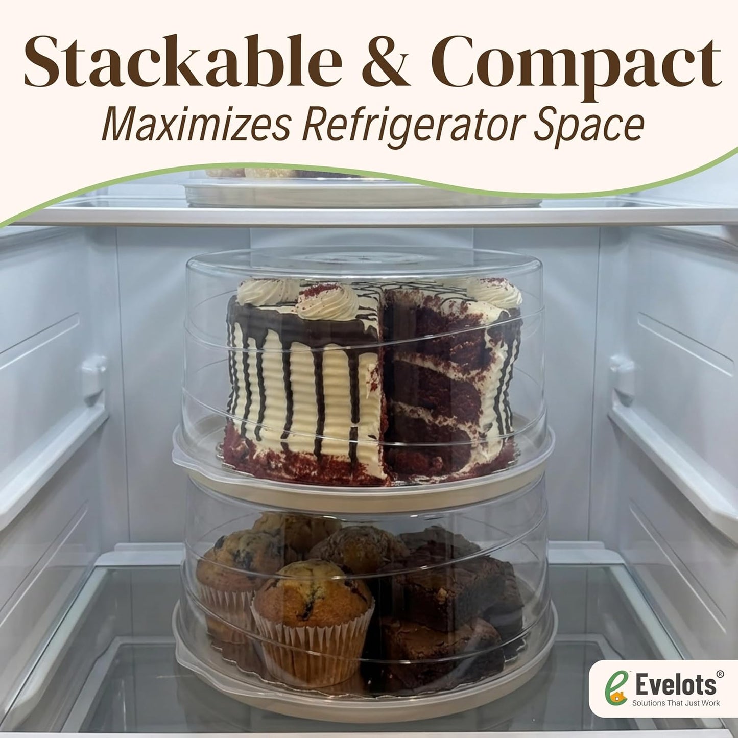 Evelots 2-Pack 10-Inch Airtight Food Storage Container with Lid - Portable Carrier for Pies, Cakes, Cupcakes & More - BPA-Free Clear Plastic - Secure & Easy Transport