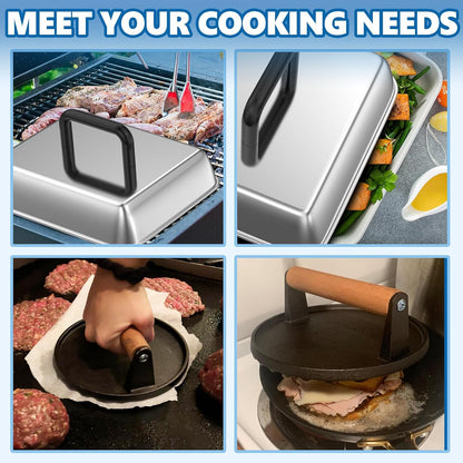 Square Cast Iron Burger Press Smash Griddle Cooking Weight for Blackstone