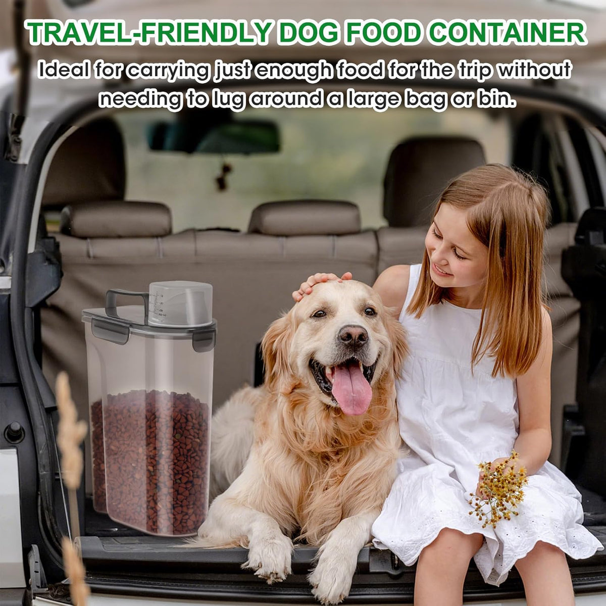 TBMax 10 Lbs Cat Dog Food Storage Container, 2026 Upgraded Large Pouring Container for Pet Food Storage, Bird Seed Dispenser, Portable Travel Kibble Holder -Dark Green