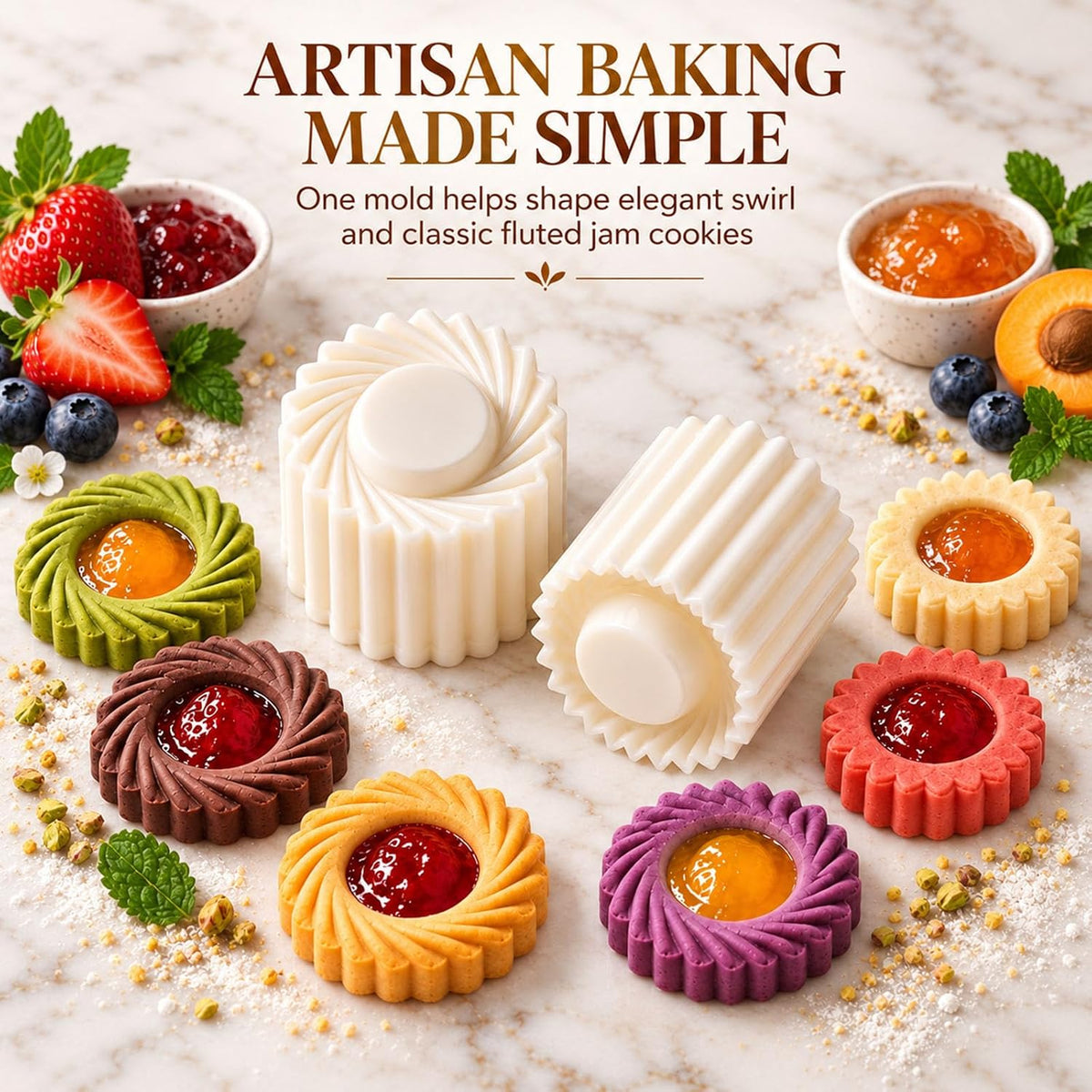 Sunflower Patterned Round Hand-Press Mooncake Double Ended Pastry Mold