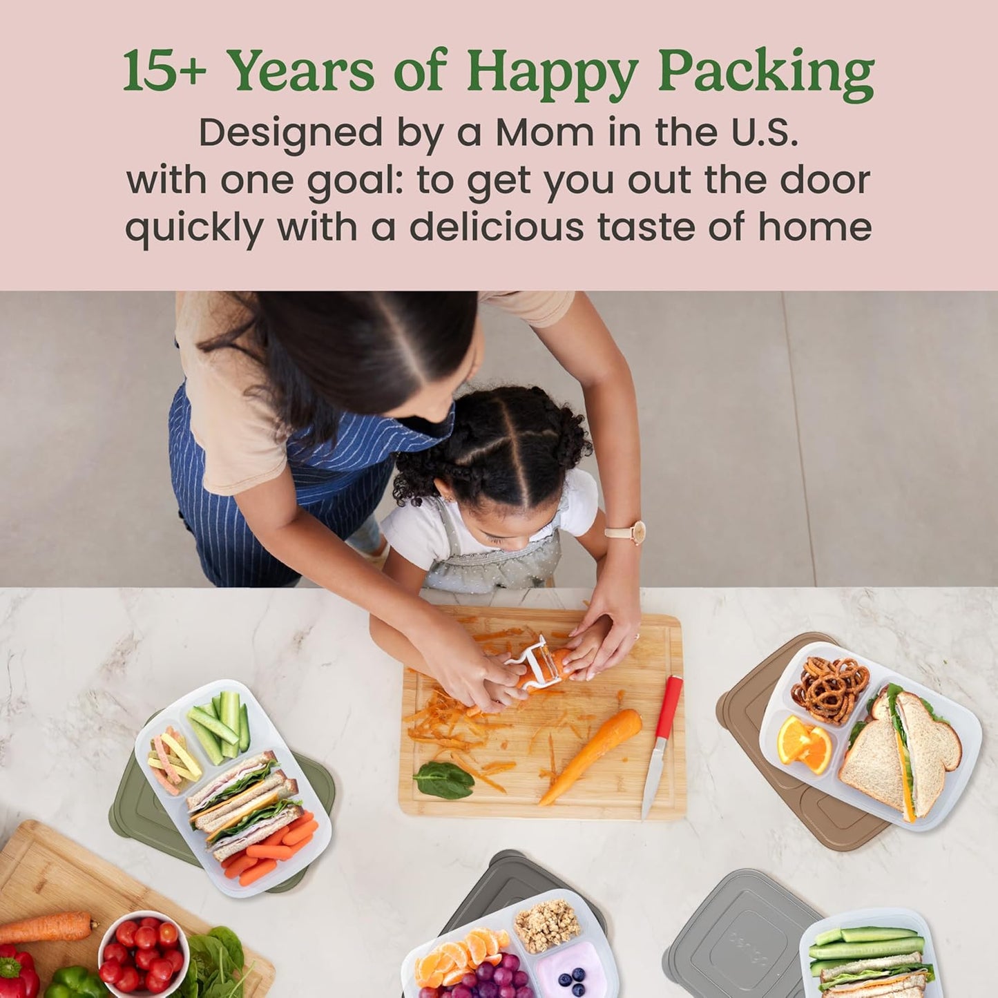 Bentgo Easyboxes - Original Stackable Lunch Boxes - Reusable 3-Compartment Food Containers for Kids and Adults - Bento Lunch Box for Meal Prep, School, & Work - BPA Free, Set of 4 (Earth Tones)