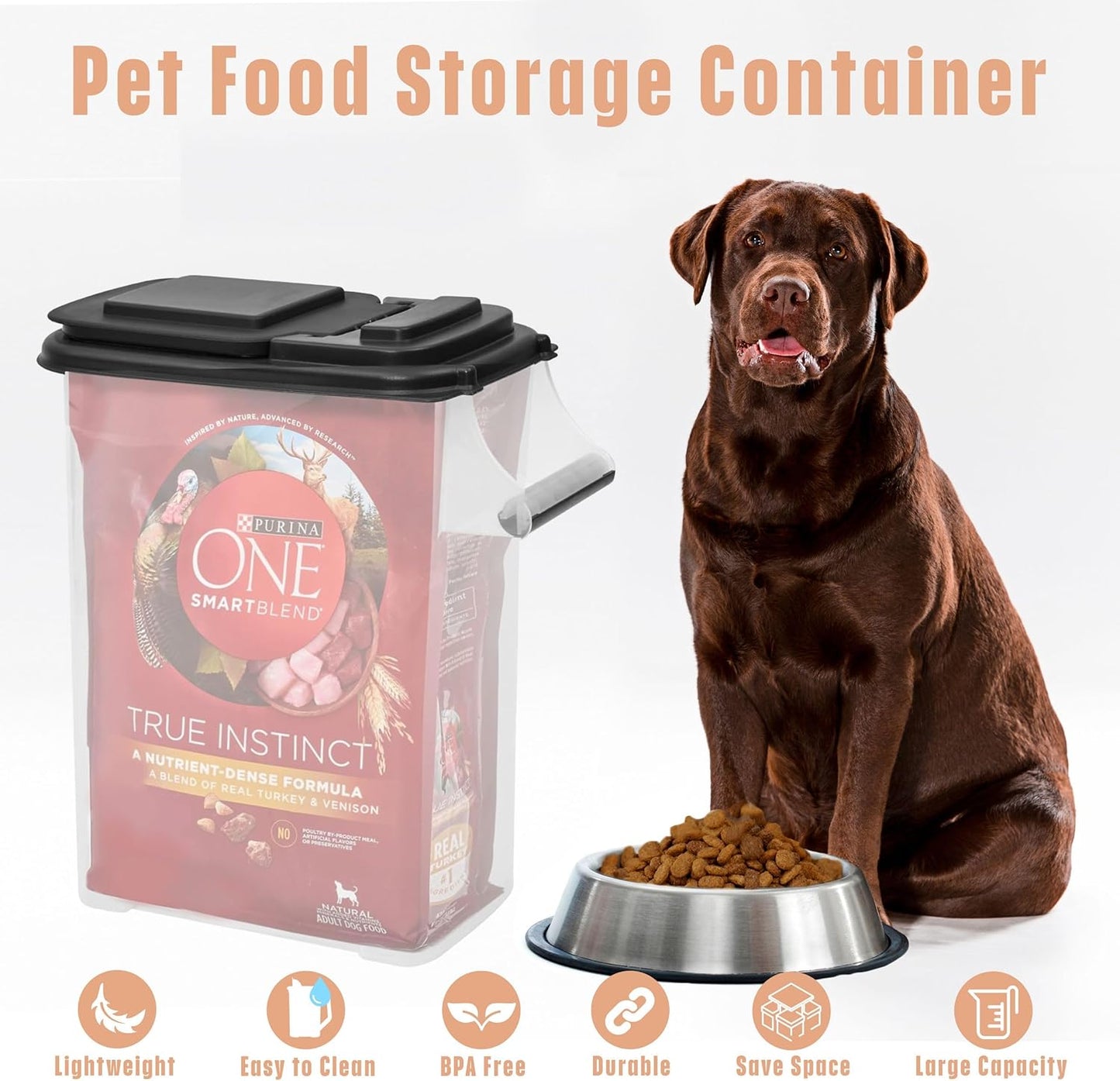 Buddeez Pet Food Storage Dispensers Plastic 4 Gallon - Airtight Flip Top for Freshness - Dry Dog Food, Cat Food or Bird Seed Plastic Containers (Set of 2)