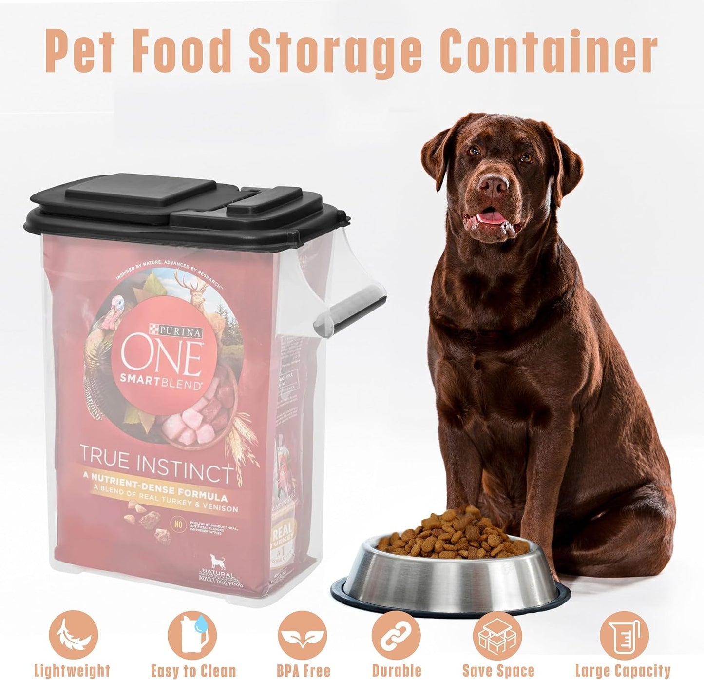 Buddeez Pet Food Storage Dispensers Plastic 4 Gallon - Airtight Flip Top for Freshness - Dry Dog Food, Cat Food or Bird Seed Plastic Containers (Set of 2)