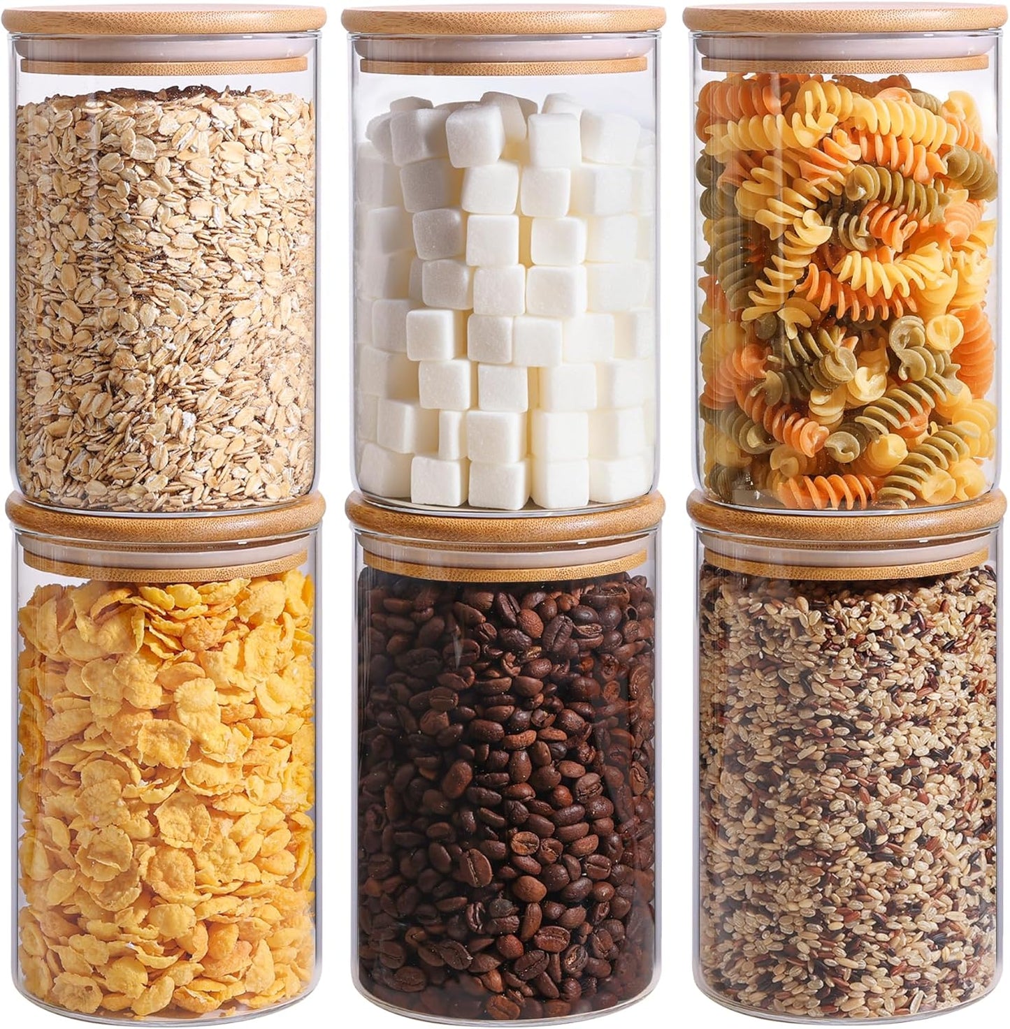 ComSaf 2Pcs Large Glass Storage Containers with Lids 4Qt, 1 Gallon Wide Mouth Flour Sugar Storage Containers, Large Capacity and Sealed for Rice, Cereal, Oat, Easy Clean and Scoop, Pantry Organization